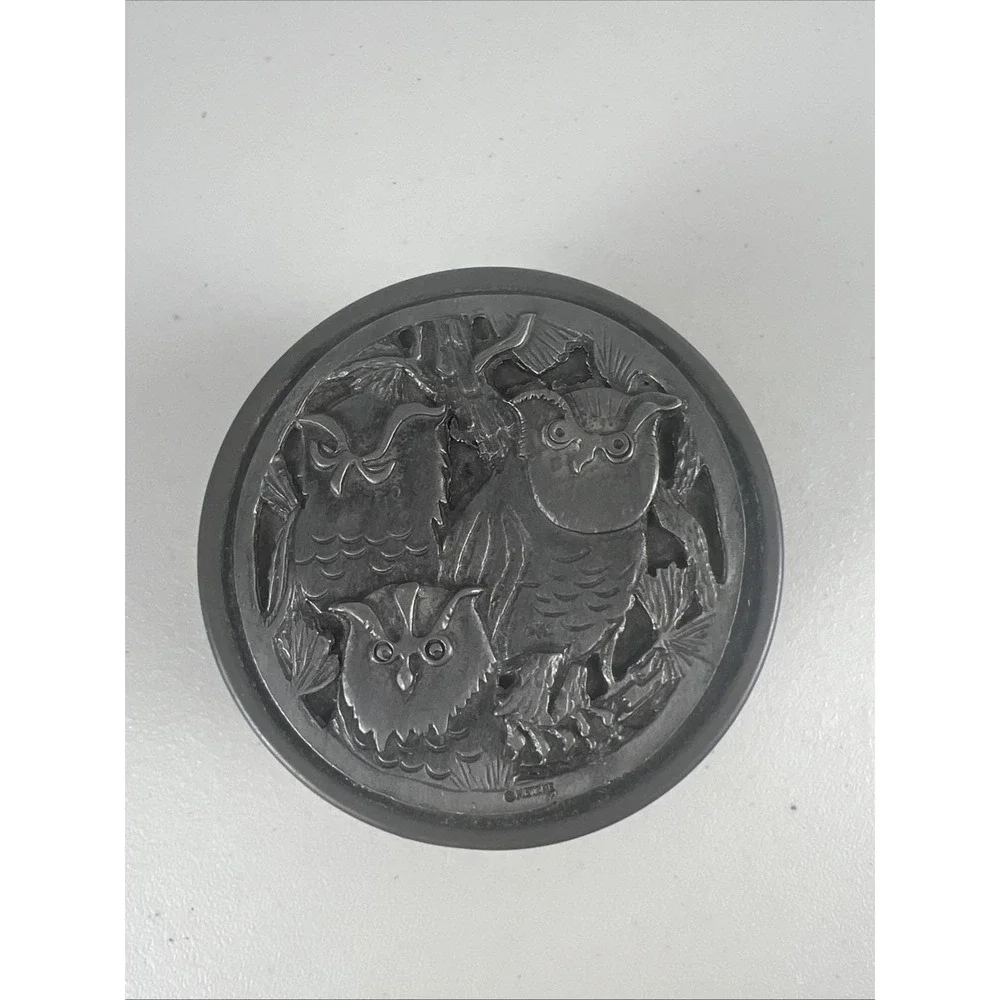Vintage Pewter Owl‎ box by Metzke